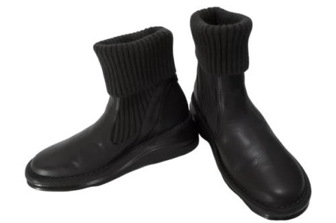 【インコルジェ8172 ダークブラウン】ヒール高ショートニットブーツ